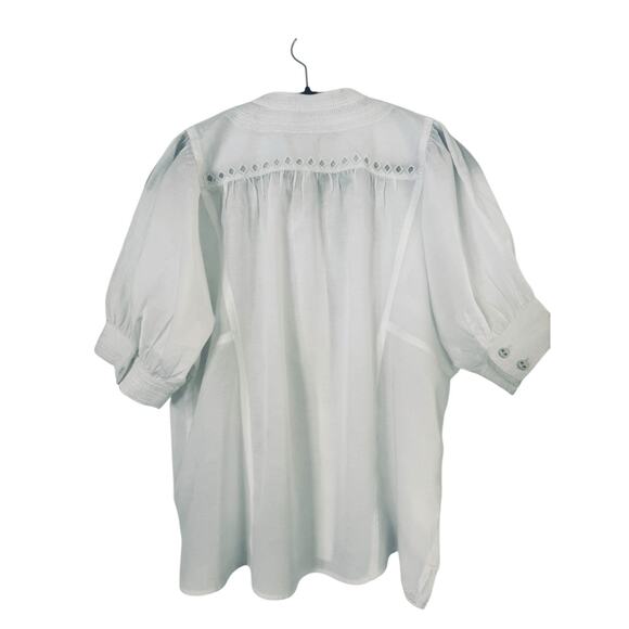 NWT Madewell Puff-Sleeve Band-Collar Shirt Size 12 - Picture 9 of 10